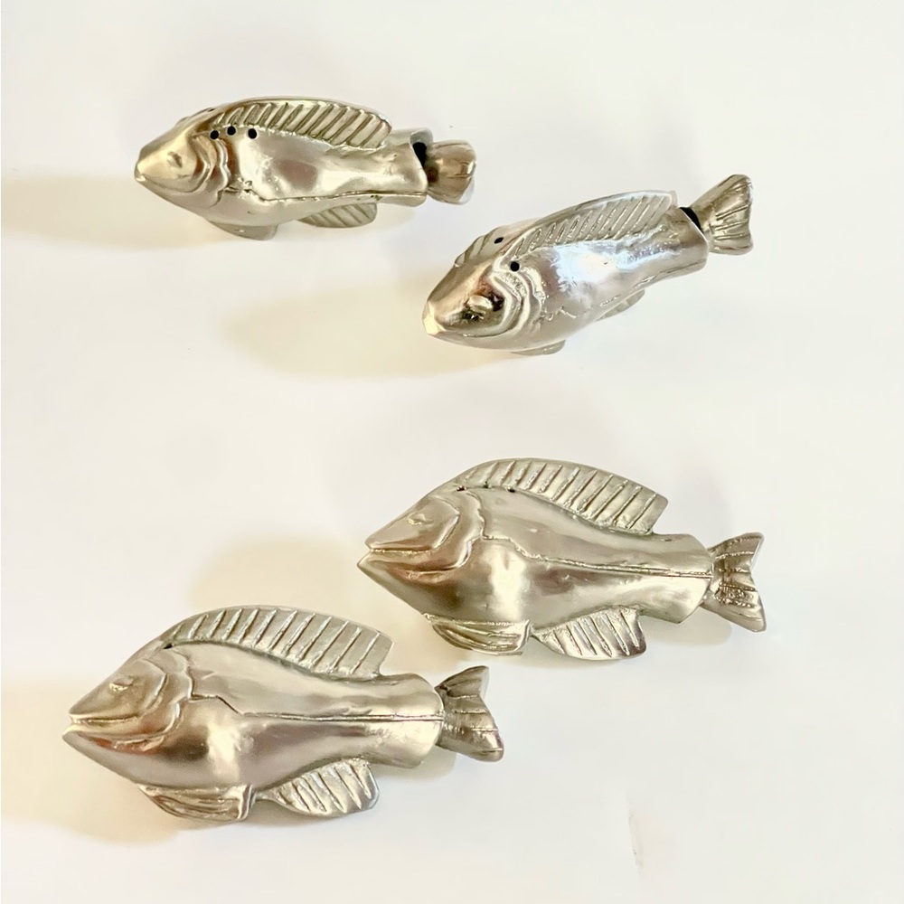 Metal Fish Salt and Pepper Shakers - 2 Sets NEW without tags